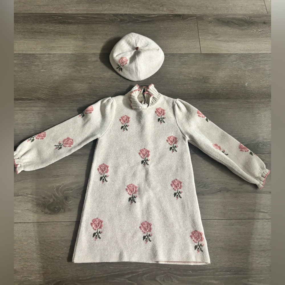 Anthropologie Cream and Pink Knit Dress